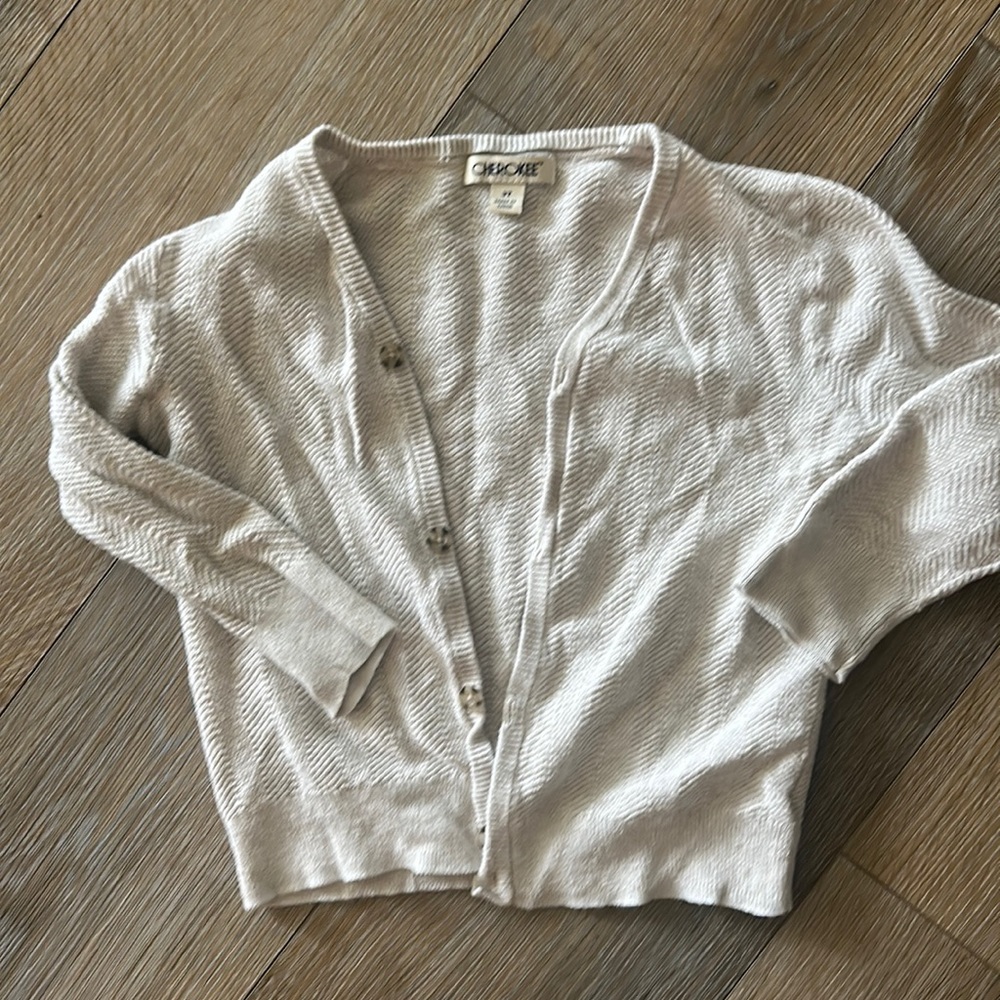 Cherokee sweater, cardigan, oatmeal tan color
